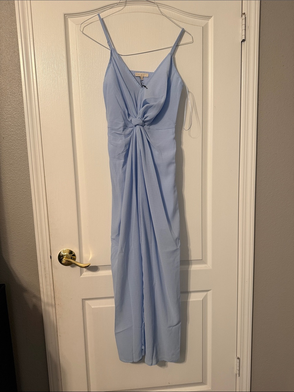 Promesa Light Blue Knot-Front Maxi Dress